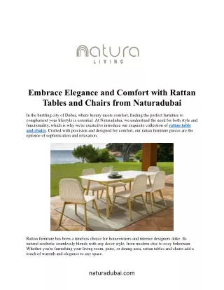 Embrace Elegance and Comfort with Rattan  Tables and Chairs from Naturadubai