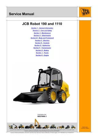 JCB 190T, 190THF ROBOT Service Repair Manual SN（1407000 to 1409999）
