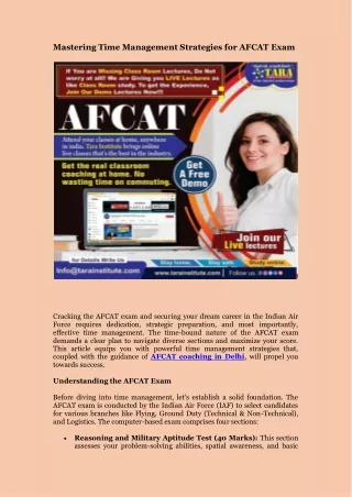 Mastering Time Management Strategies for AFCAT Exam