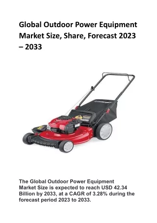 Global Outdoor Power Equipment Market