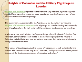 Knights of Columbus and the Military Pilgrimage to