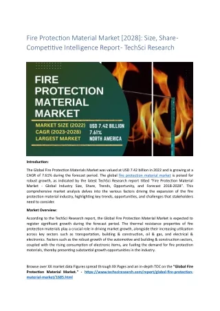 Fire Protection Material Market [2028]: Size, Share, Opportunities and Challenge