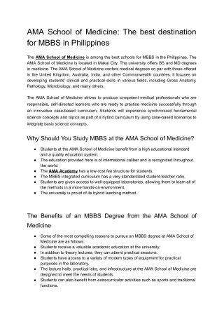 AMA School of Medicine_ The best destination for MBBS in Philippines