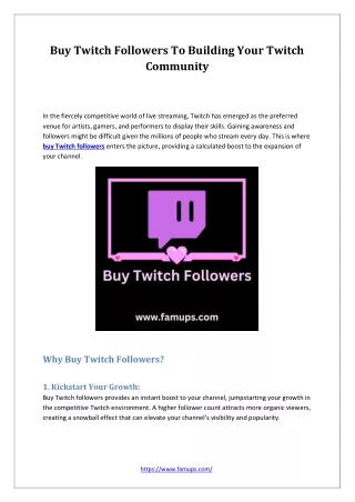 Buy Twitch Followers To Building Your Twitch Community