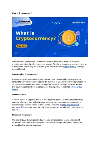 What is Cryptocurrency