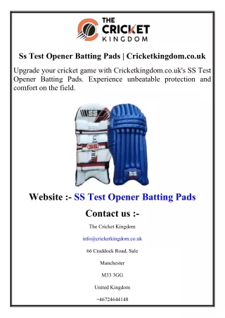 Ss Test Opener Batting Pads  Cricketkingdom.co.uk