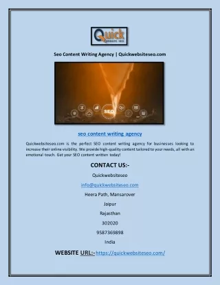 Seo Content Writing Agency | Quickwebsiteseo.com