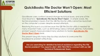 Best ever solution to tackle QuickBooks File Doctor Won’t Open