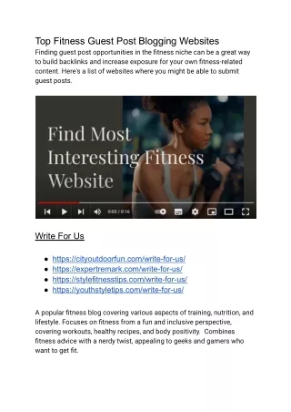 Top Fitness Guest Post Blogging Websites