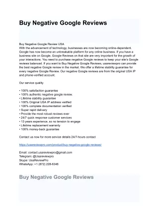 Buy Negative Google Reviews