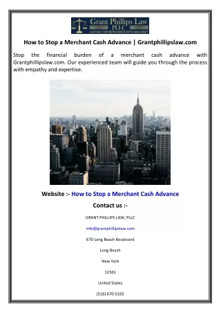 How to Stop a Merchant Cash Advance  Grantphillipslaw.com