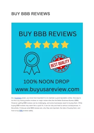 BUY BBB REVIEWS