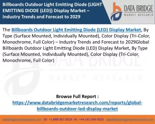 Billboards Outdoor Light Emitting Diode (LED) Display Market