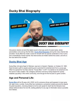 Ducky Bhai Biography