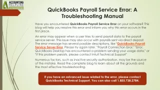 Best ever solution to tackle QuickBooks Payroll Service Error