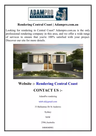 Rendering Central Coast  Adampro.com.au