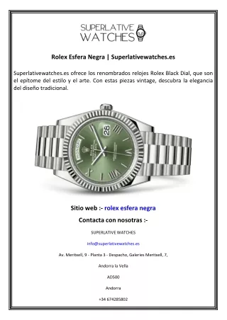 Rolex Esfera Negra  Superlativewatches.es