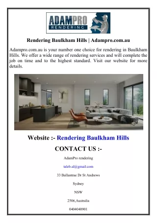 Rendering Baulkham Hills  Adampro.com.au