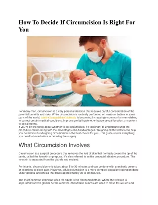 How To Decide If Circumcision Is Right For You