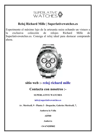 Reloj Richard Mille  Superlativewatches.es