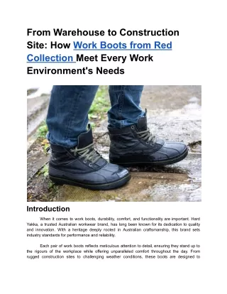 How Work Boots from Red Collection Meet Every Work Environments Needs