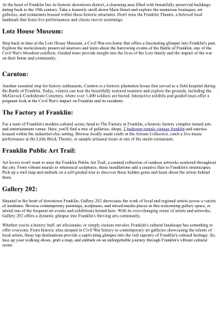 Unravel the Treasures in Franklin, TN: Top Attractions  Secret Charms of Frankli