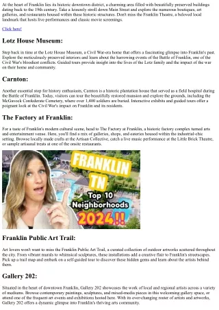 the Wonders of Franklin, TN:  Places to Visit Discover  TN:  a Journey Through i