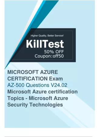 Get the Latest AZ-500 Practice Questions to Make Preparations - Killtest