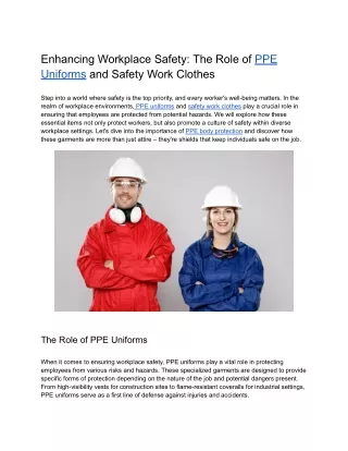 Enhancing Workplace Safety_ The Role of PPE Uniforms and Safety Work Clothes