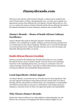 Jimmys Chicken Dishes