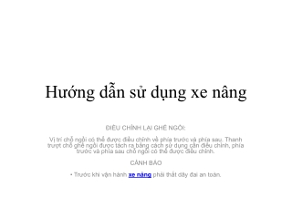 Hướng dẫn sử dụng xe nâng