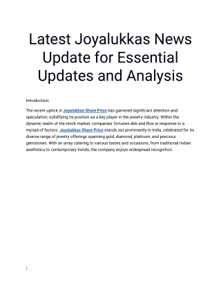 Check out the latest Joyalukkas News Updates only at Planify