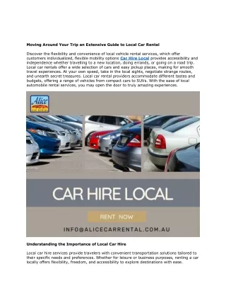 Moving Around Your Trip an Extensive Guide to Local Car Rental