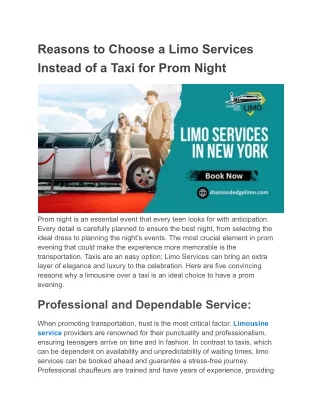 Reasons to Choose a Limo Services Instead of a Taxi for Prom Night