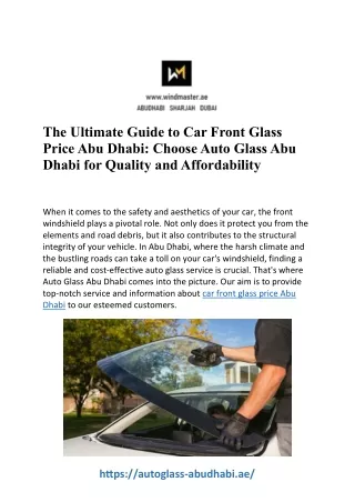 Affordable Car Front Glass Replacement in Abu Dhabi