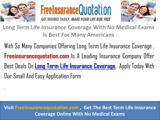 Long Term Life Insurance Coverage With No Medical Exams