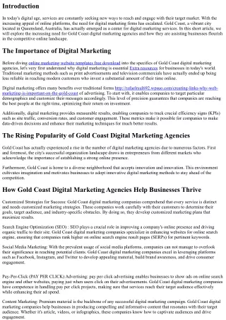 The Increasing Demand for Gold Coast Digital Marketing Agencies