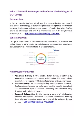 GCP DevOps Online Training - Courses - GCP DevOps Training - Visualpath