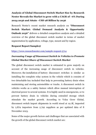 Disconnect Switch Market: Global Demand Analysis & Opportunity Outlook 2036