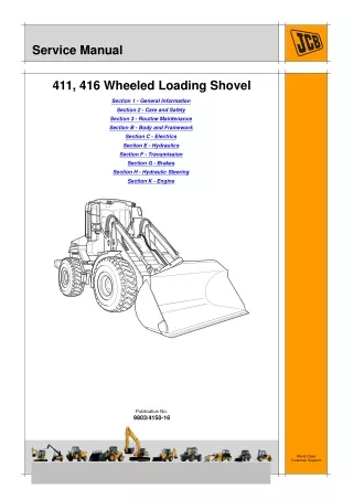 JCB 411 WHEELED LOADER Service Repair Manual SN：527000