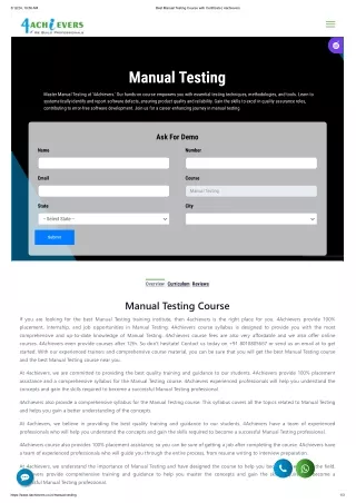 Best manual testing course - 4achievers