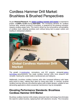 Cordless Hammer Drill Market: Brushless & Brushed Perspectives