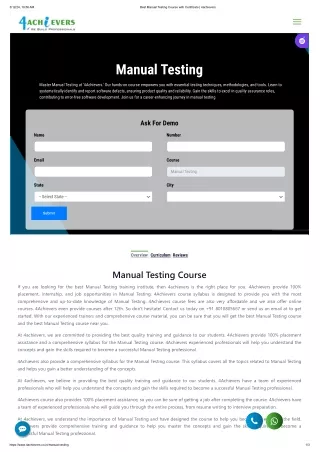 Join 4Achievers for the best manual testing course