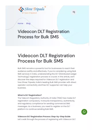 Videocon DLT Registration Process for Bulk SMS