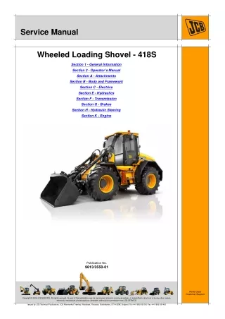 JCB 418S Wheeled Loading Shovel Service Repair Manual (From 2335673 To 2336423)