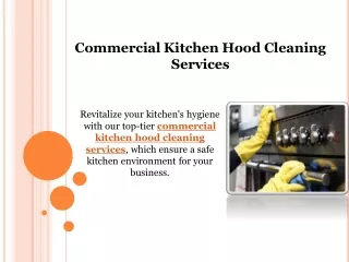 Commercial Kitchen Hood Cleaning Services