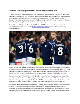 Scotland's Richest Footballers of 2024