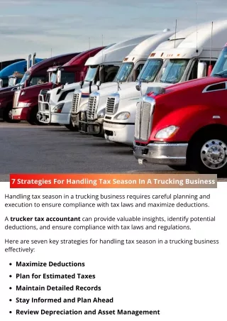 7 Strategies For Handling Tax Season In A Trucking Business