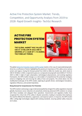 Active Fire Protection System Market: Competition, Size, and Industry Growth Ana