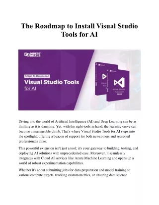 The Roadmap to Install Visual Studio Tools for AI